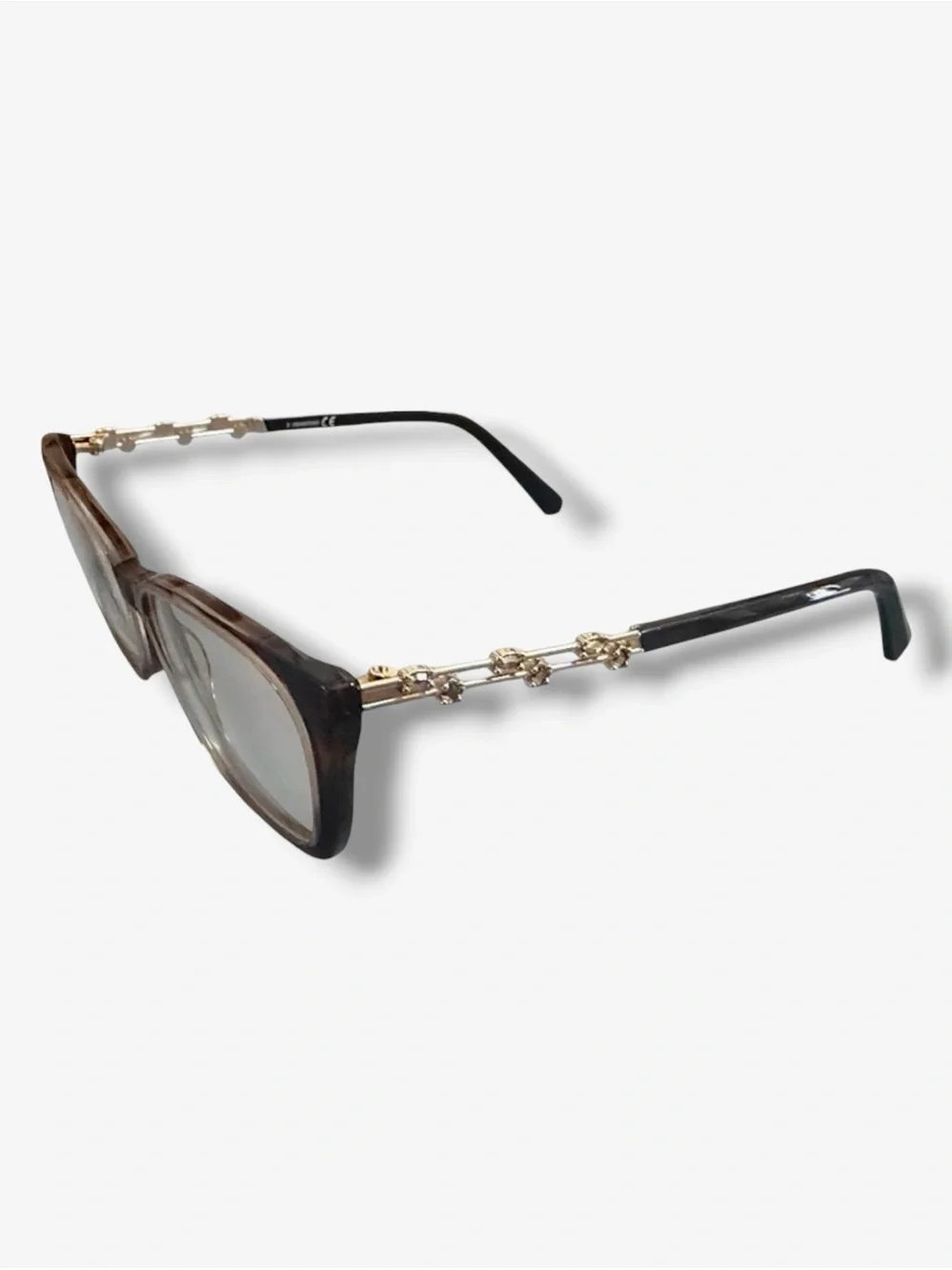 Swarovski SK5383 Cat Eye Eyeglasses NWT Brown Havana Gold Crystal Frames 54mm